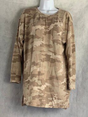 Jenni Women's Soft Long-Sleeve Sleepshirt, Toffee Brown Beige Camouflage, Small